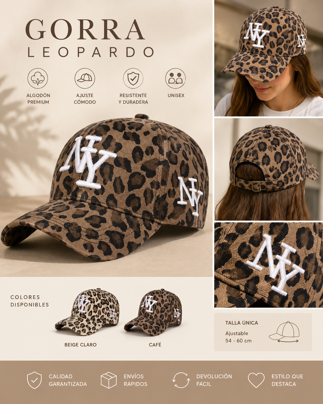Dany luxe ✨Gorra Estampado Leopardo Premium 🐆