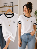 Dany luxe ✨ Camiseta Casual Blanca con Detalles Contrastantes ✨