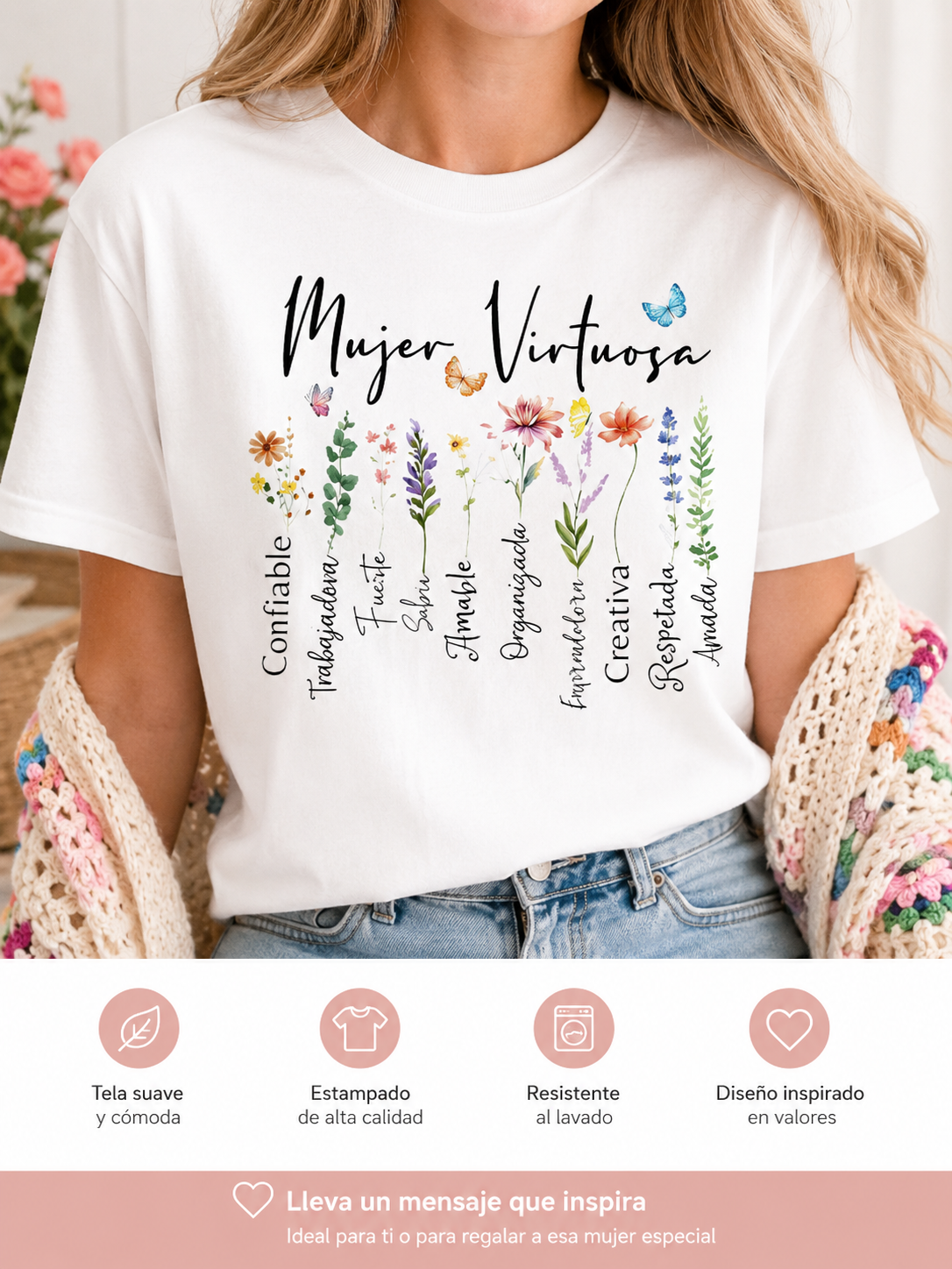 💖 camiseta Dany luxe ✨ Lleva un mensaje que inspira y refleja la belleza de una verdadera Mujer Virtuosa.