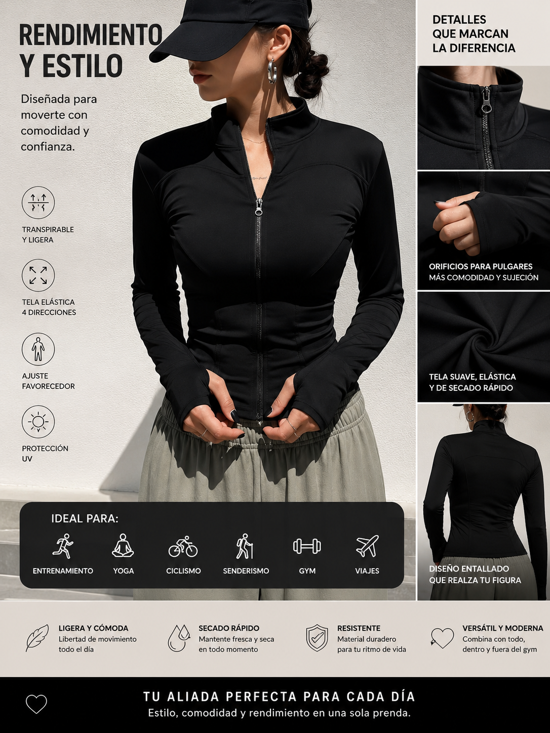Dany luxe ✨Chaqueta Deportiva Premium de Manga Larga con Cremallera
