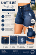 Short Jeans Push Up de Cintura Alta 💙