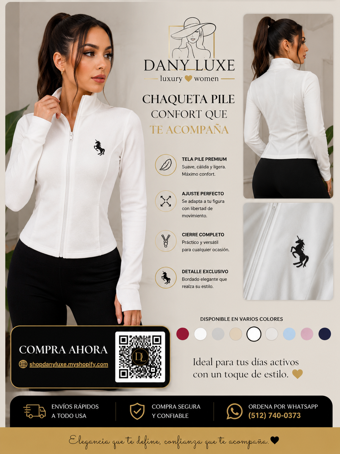 🤍 Chaqueta Pile Fabrie Blanca – DANY LUXE 🤍